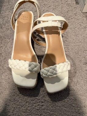 a new day White Braided Strap Square-Toe Slingback Sandals
